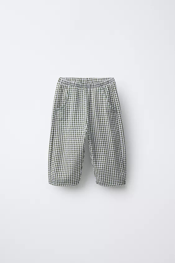 BAGGY GINGHAM PANTS | Zara Canada