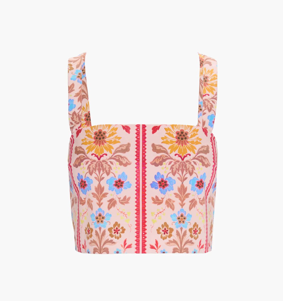 The Clara Crop Top | Pink Floral Block Stripe / XXXS | 100% Cotton | Hill House Home | Hill House Home US