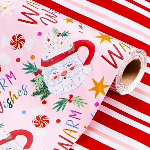 Wikadlik Weihnachts-Geschenkpapier – Mini-Rolle – eleganter Weihnachtsmann warme Wünsche Sch... | Amazon (DE)