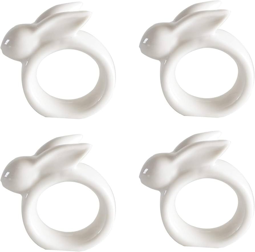 Easter Rabbit Porcelain Napkin Rings, Set of 4 Vintage White Bunny Ceramic Napkin Rings for Easte... | Amazon (US)