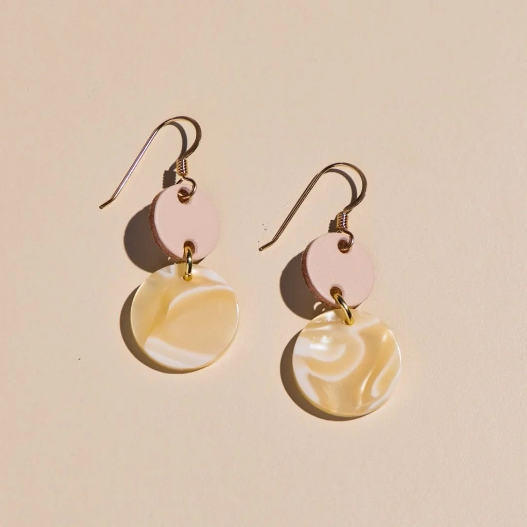 Soft Sand Junie Mixed Media Leather Drop Earrings | Nickel and Suede