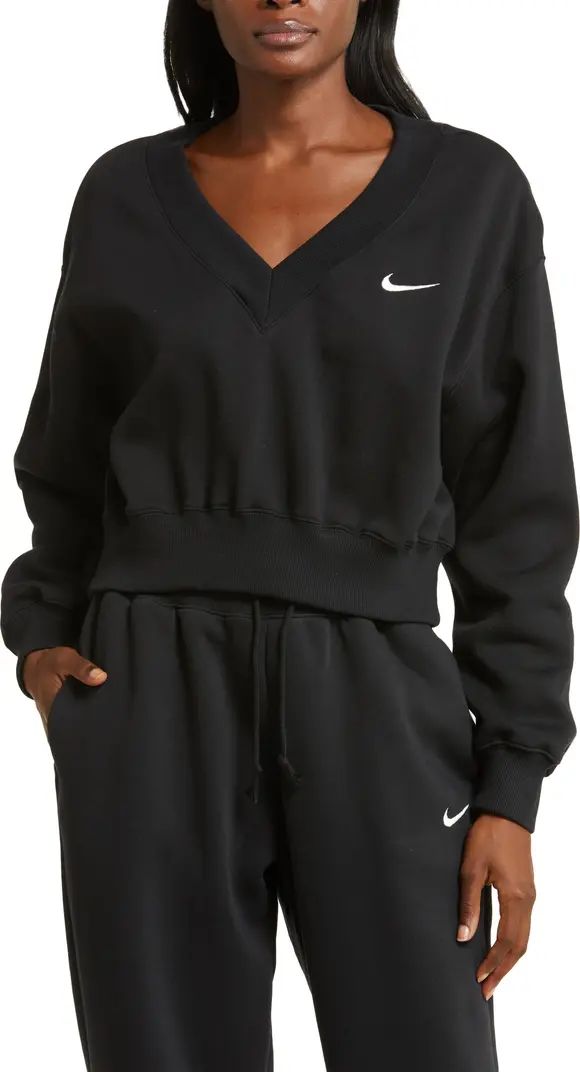 Sportswear Phoenix Fleece V-Neck Crop Sweatshirt | Nordstrom