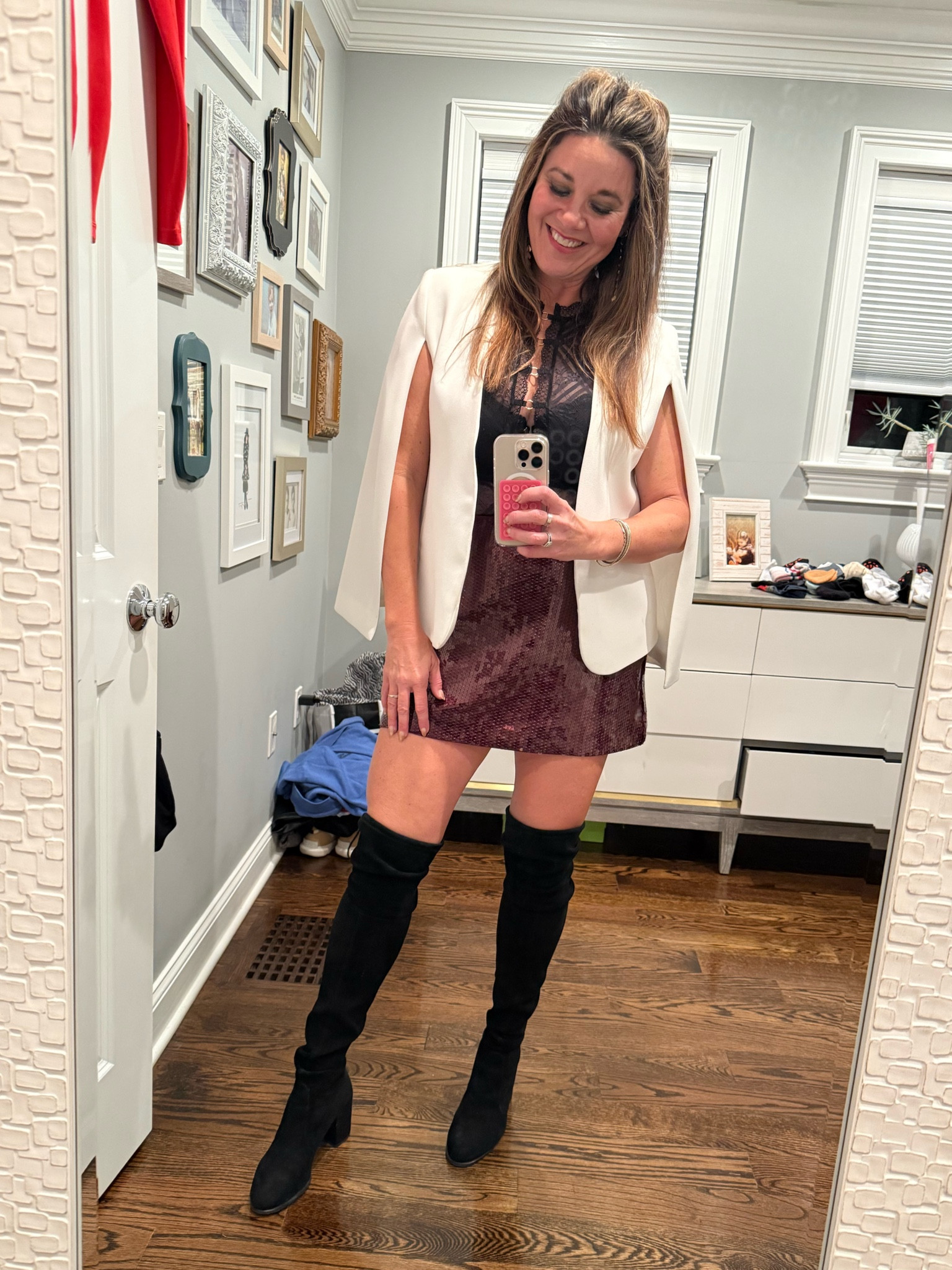 Got this CUUUTE (and affordable!) sequin skort recently and shopped my closet for a fun holiday outfit this weekend. 

So many compliments I thought I’d share! Happy holiday party season! 🎄❤️🎁

#LTKFindsUnder100 #LTKStyleTip #LTKHoliday