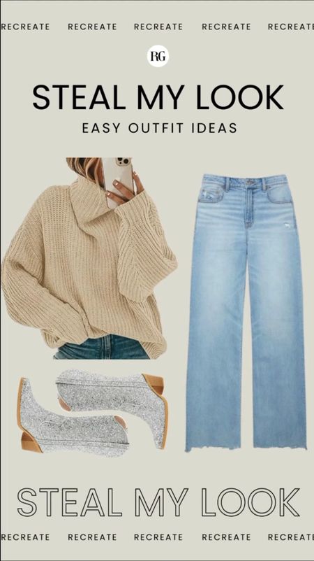 Get ready to steal my look with these Easy Outfit Ideas! Pair a cozy sweater with mom jeans and add a touch of sparkle with glitter boots for an effortlessly chic ensemble. Whether you're running errands or meeting friends for coffee, this outfit combination will keep you stylish and comfortable all day long. Embrace casual sophistication with these simple yet trendy pieces. 💫👖 #OutfitIdeas #CasualChic #FashionInspiration

#LTKU #LTKmidsize #LTKstyletip