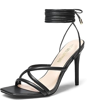DREAM PAIRS Heels for Women Strappy High Stiletto Lace Up Heeled Sandals Square Open Toe Heels fo... | Amazon (US)