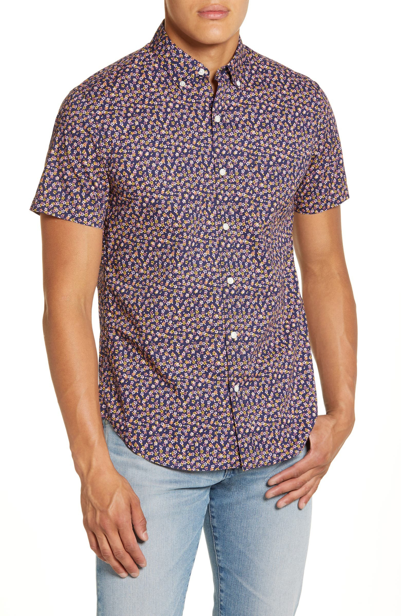 Slim Fit Floral Print Short Sleeve Button-Down Shirt | Nordstrom