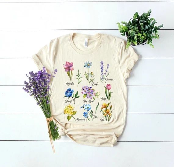 Flowers T Shirt Herbs T Shirt Botanical Plant T Shirt | Etsy | Etsy (US)