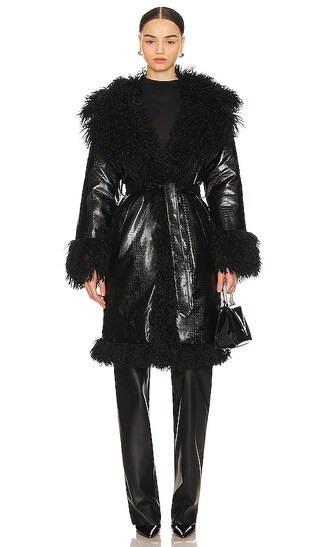 Freya Faux Fur Coat in Black Caviar | Revolve Clothing (Global)