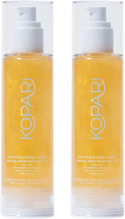 Kopari Sun Shield Body Glow, Broad Spectrum SPF 50, Lightweight Shimmering Gel Texture Absorbs Qu... | Amazon (US)