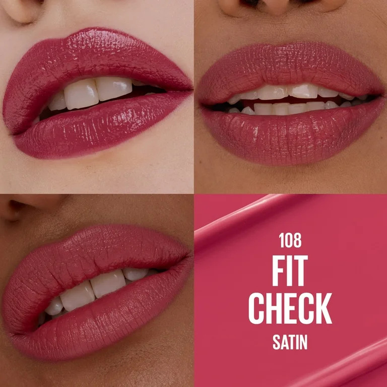 Maybelline Serum Lipstick, Satin Finish, Oil-Blend and Hyaluronic Acid, 108 Fit Check, 0.12 oz | Walmart (US)