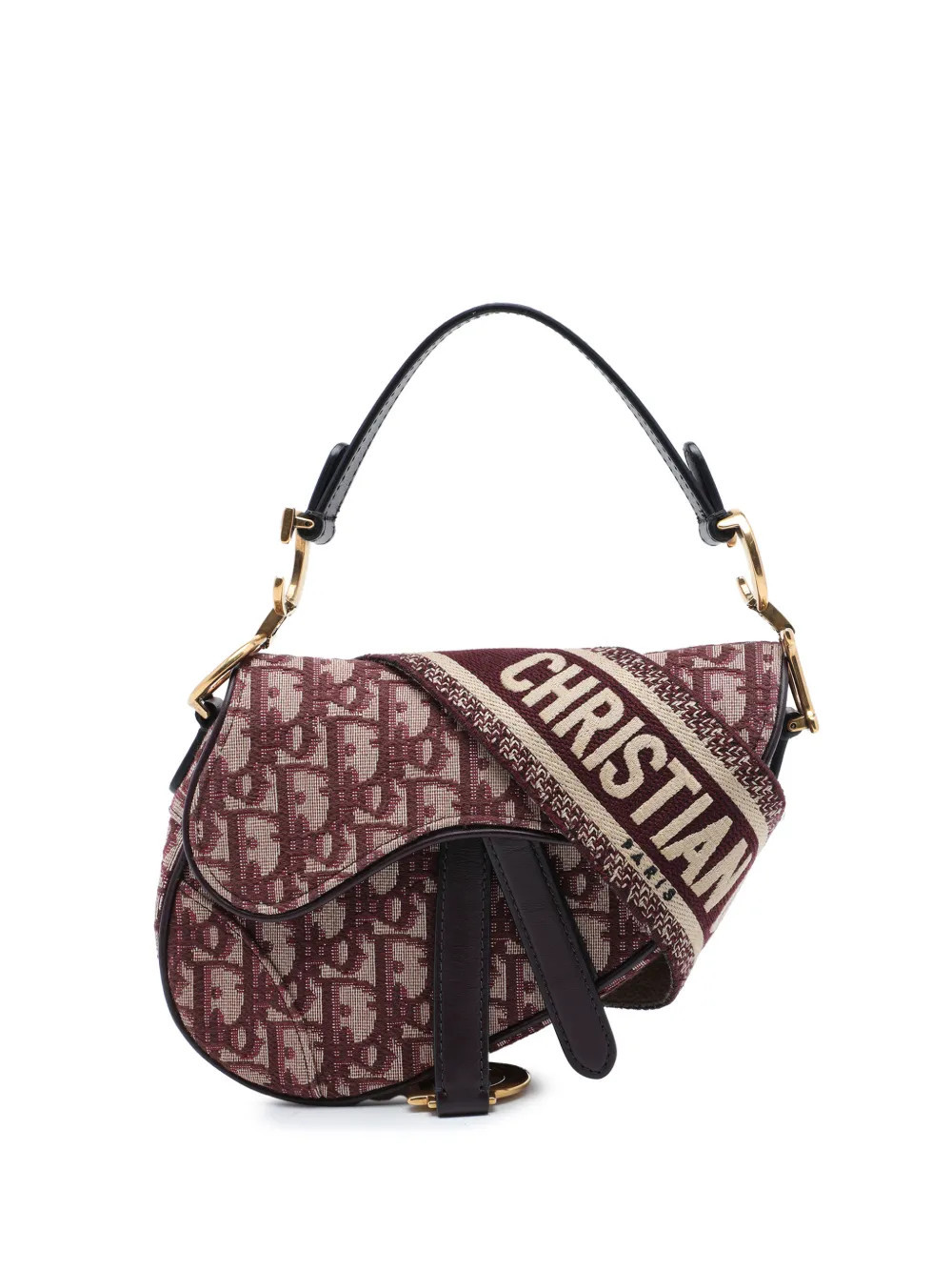 Christian Dior Pre-Owned 2019 Mini Oblique Canvas Saddle Bag satchel - Red | Farfetch Global
