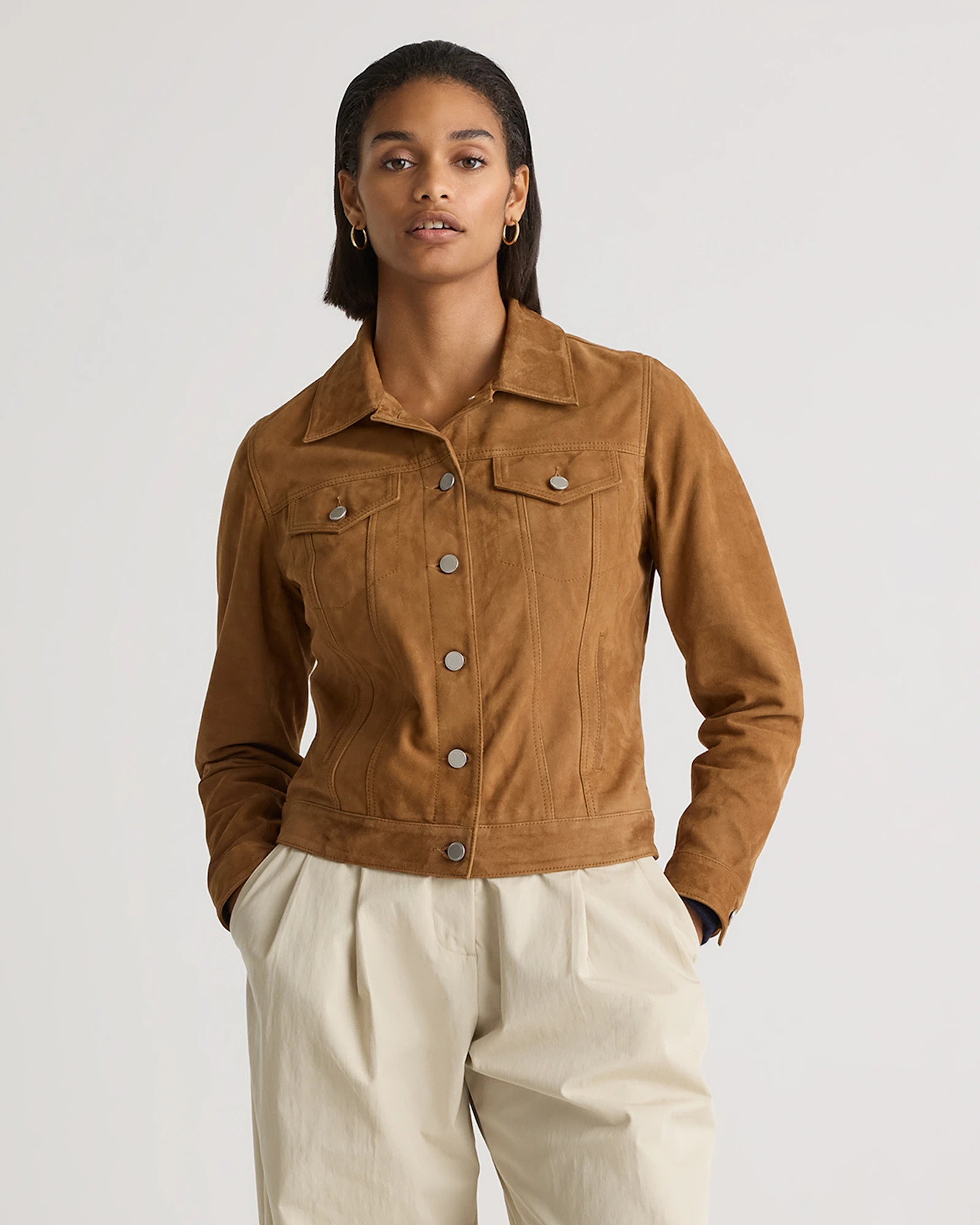 100% Suede Trucker Jacket | Quince