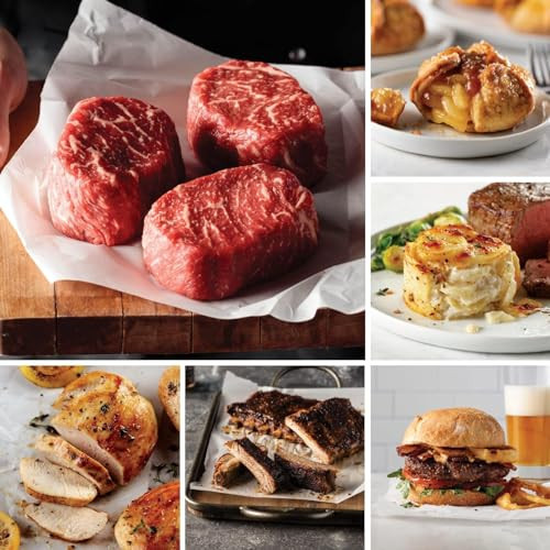 Omaha Steaks Steakhouse Favorites (4 Butcher's Cut Top Sirloin Filets, 4 Air-Chilled Boneless Chicken Breasts, 4 Boneless Pork Chops, 4 PureGround Filet Mignon Burgers, 4 Jumbo Franks, 4 Individual Scalloped Potatoes, 4 Caramel Apple Tartlets, 1 jar Omaha Steaks Seasoning) | Amazon (US)