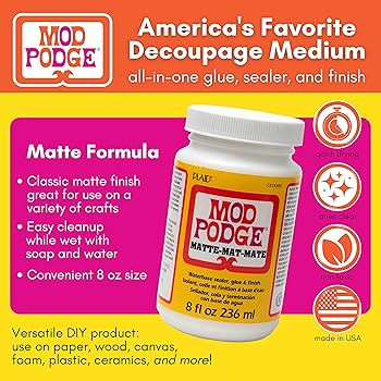 Mod Podge CS11301 Waterbase Sealer, Glue and Finish, 8 Oz, Matte | Amazon (US)