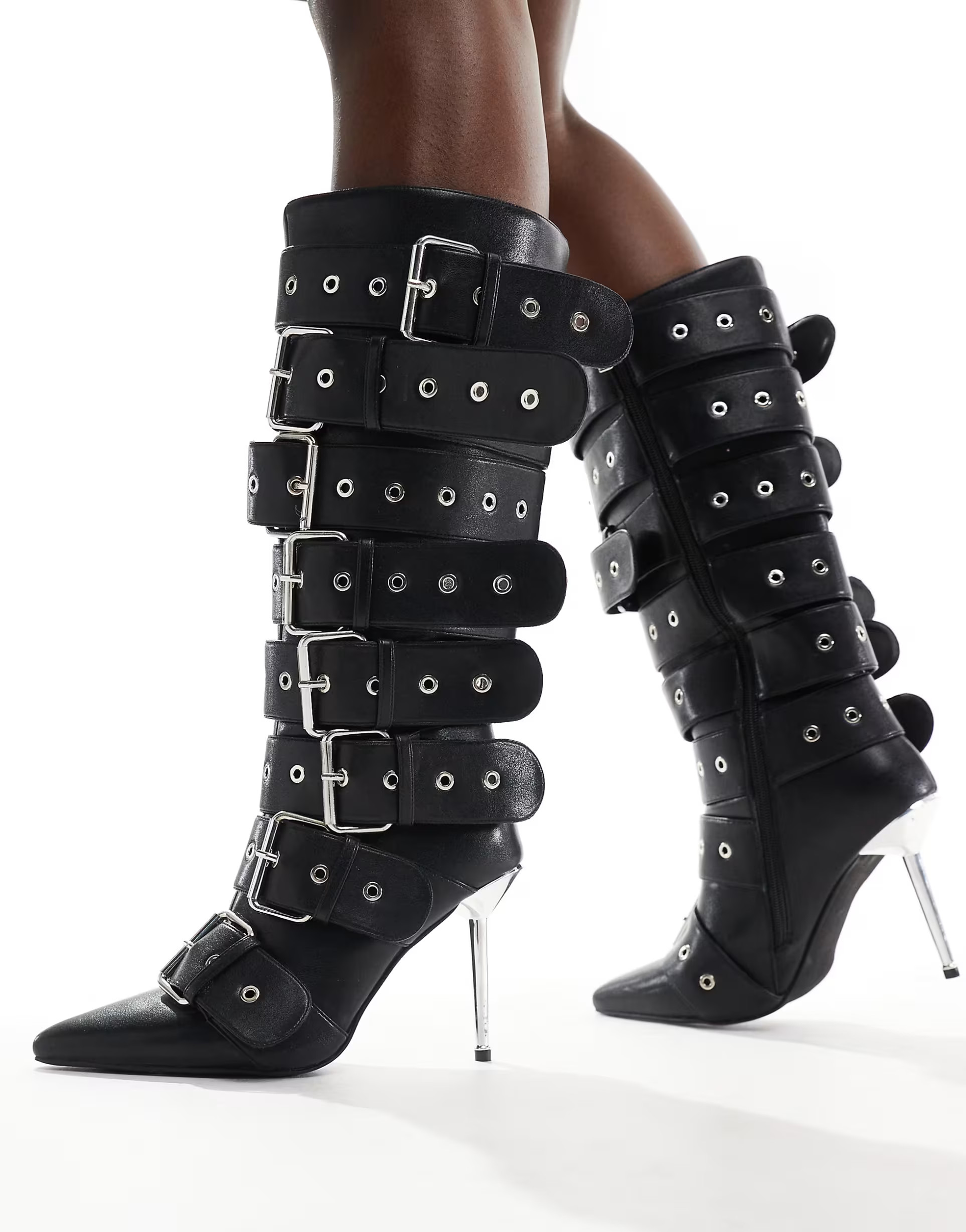 Azalea Wang Sedna buckle knee boots in black | ASOS | ASOS (Global)