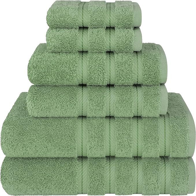 American Soft Linen Luxury 6 Piece Towel Set, 2 Bath Towels 2 Hand Towels 2 Washcloths, 100% Cott... | Amazon (US)