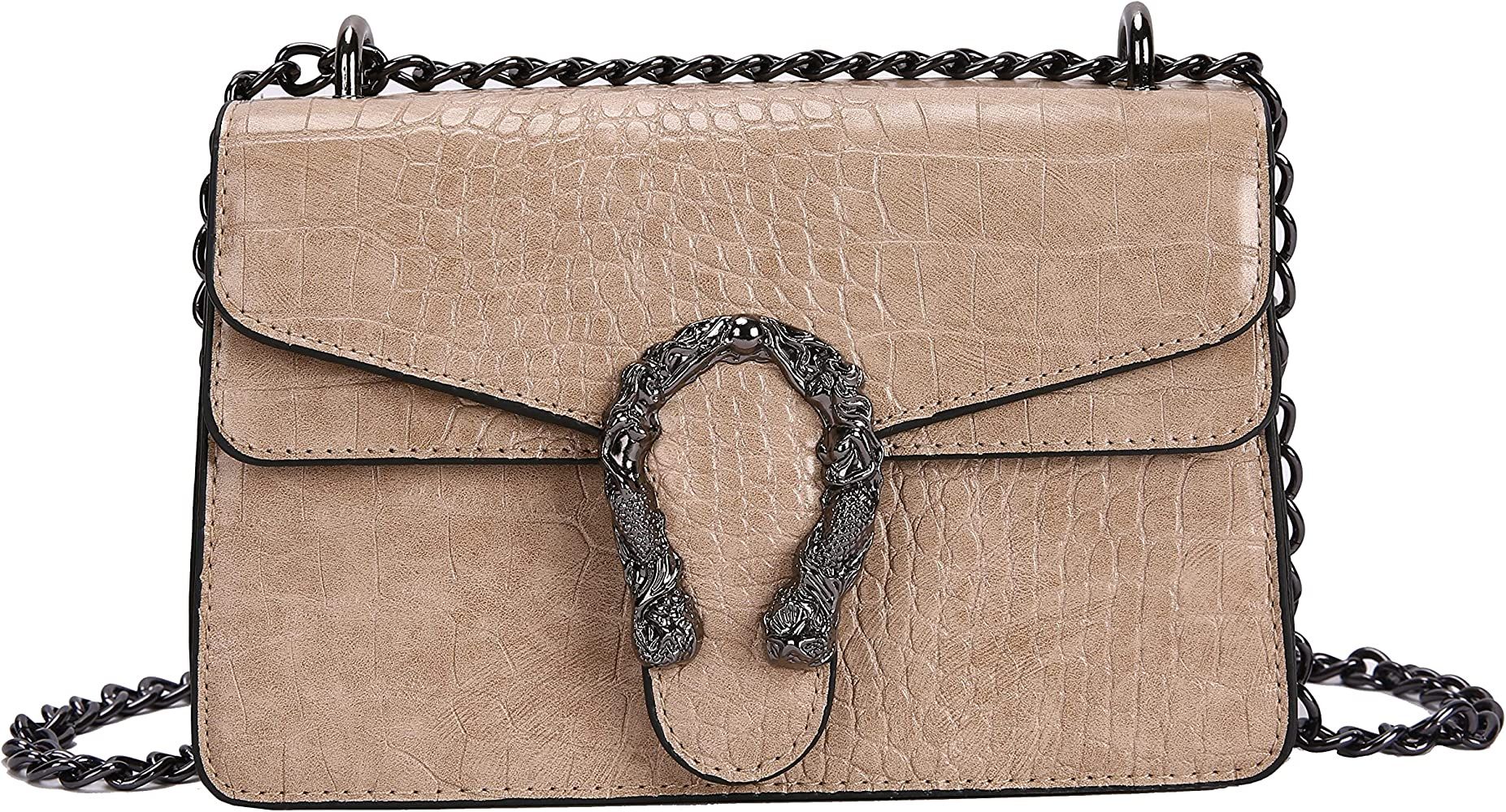 Crossbody Shoulder Evening Bag for Women - Snake Printed Leather Messenger Bag Chain Strap Clutch Sm | Amazon (US)
