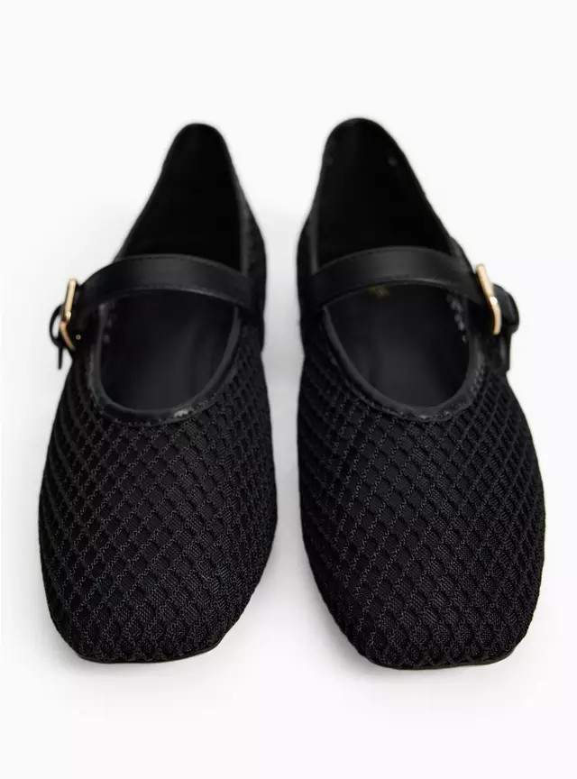 Black Mesh Ballerina Shoes 5 | Tu Clothing