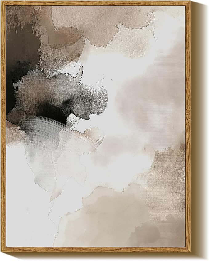 InSimSea Framed Canvas Wall Art, Watercolor Brown White Black Abstract Paintings Artworks, Shape ... | Amazon (US)