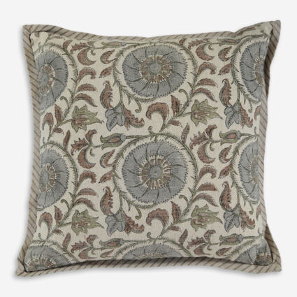Beige & Green Floral Cushion 45x45cm | TK Maxx