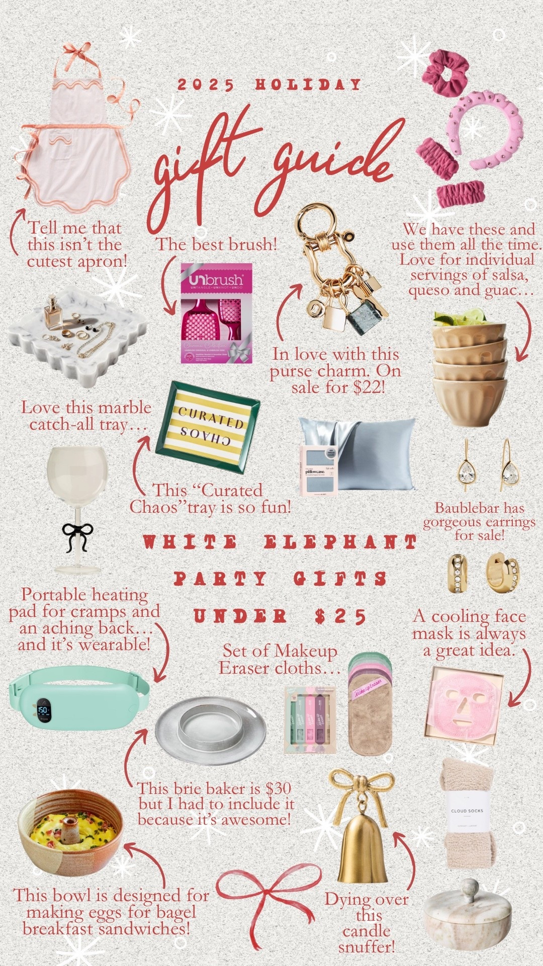 HOLIDAY GIFT GUIDES 2025 | White Elephant Party Gifts Under $25 (except the brie baker which I couldn’t resist including)!

#LTKHoliday #LTKHome #LTKGiftGuide