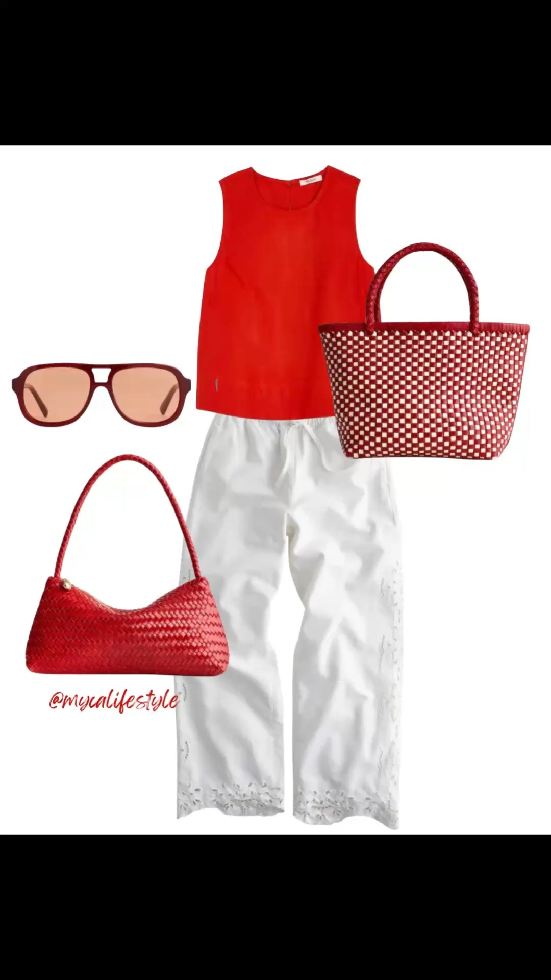 Hot summer outfit stand out in red and white, red tote bag and sunglasses, linen top, drawstring cotton pant

#LTKxMadewell #LTKootd #LTKSeasonal