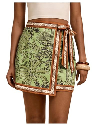 MakeMeChic Women's Summer Boho Wrap Mini Skirt Beach Vacation Short Skirts | Amazon (US)