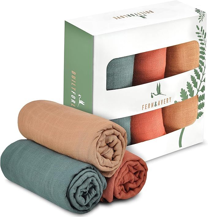 Fern & Avery Swaddle Blankets - Organic Cotton and Bamboo Baby Blankets - Gender Neutral Muslin S... | Amazon (US)