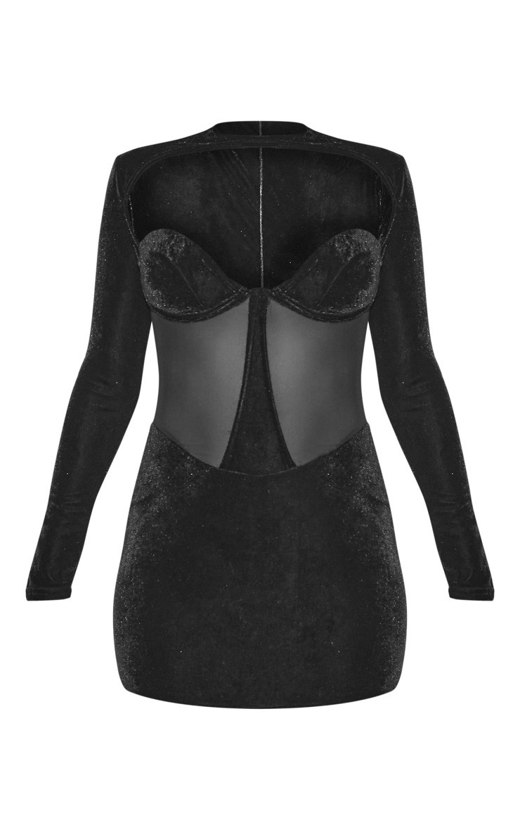 Black Velvet Side Cut Out Detail Bodycon Dress | PrettyLittleThing US