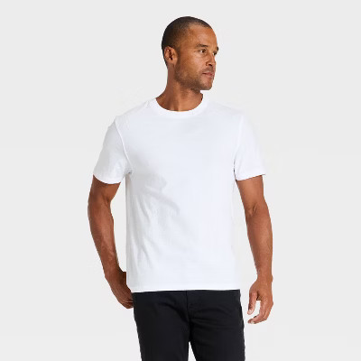 Men's Big and Tall Every Wear Short Sleeve 100% Cotton T-Shirt - Goodfellow & Co™ White XXLT | Target