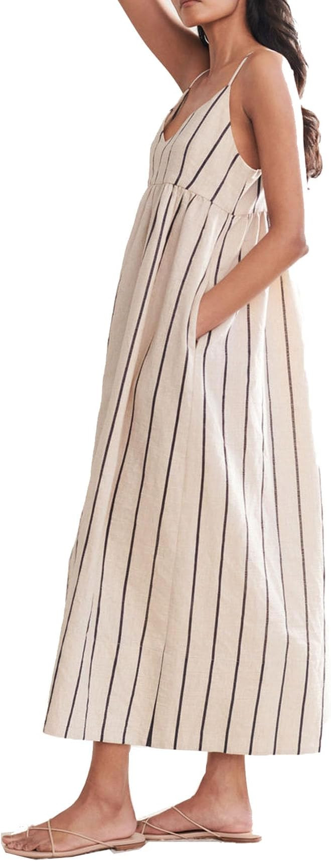 Spaghetti Strap Maxi Dress for Women Sleeveless V Neck Summer Flowy Cami Dress Beach Long Dresses... | Amazon (US)