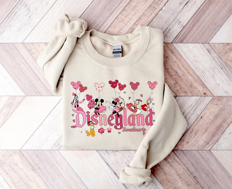 Disneyland Hearts Sweatshirt, Disneyland Valentines Sweater, Mickey and Friends Valentine Sweatsh... | Etsy (US)
