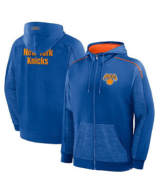 Men's Blue New York Knicks Back Door Cut Play Defender Full-Zip Hoodie | Macy's