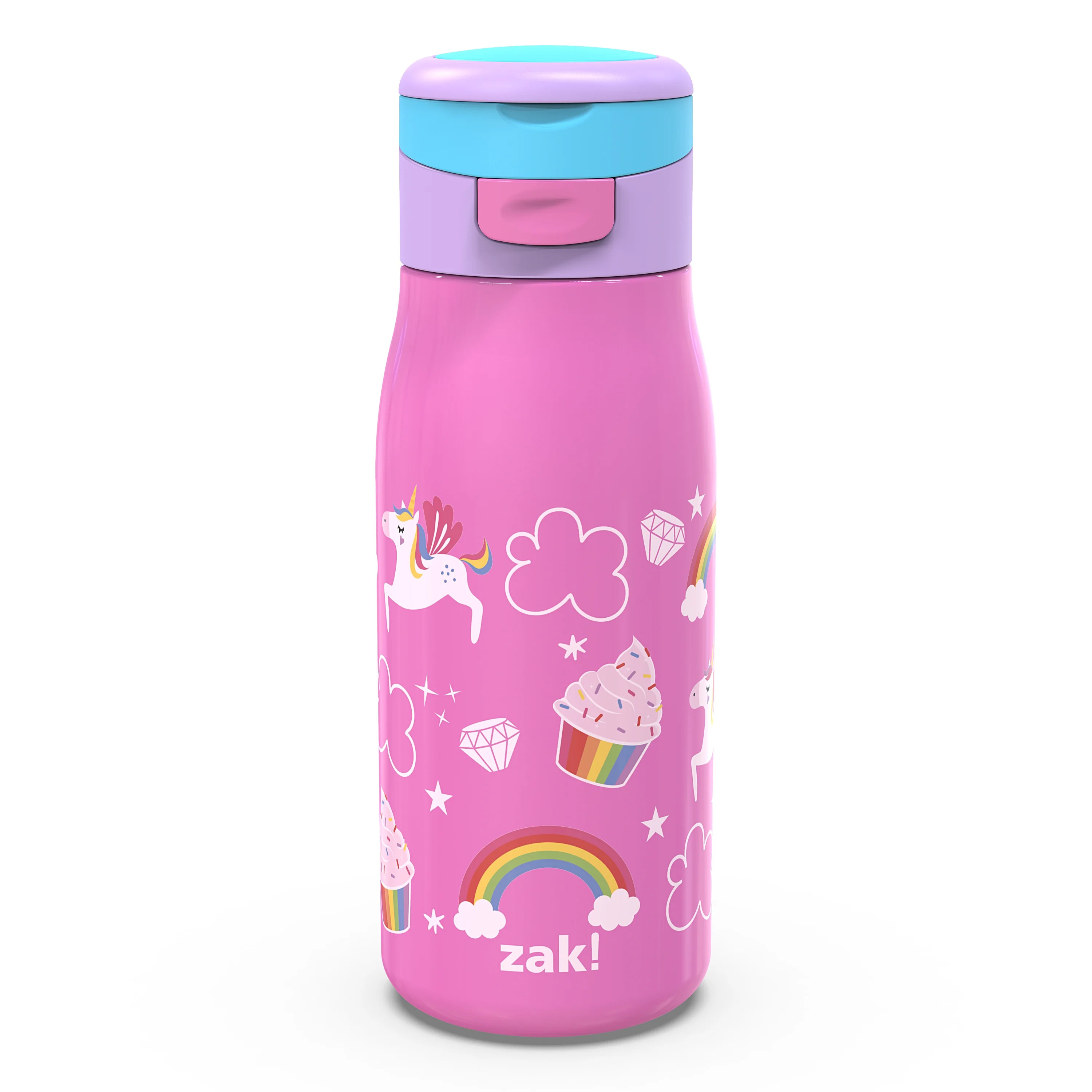 Zak Designs 13.5 Ounce Stainless Steel Insulated Water Bottle, Cupcakes and Unicorns - Walmart.co... | Walmart (US)