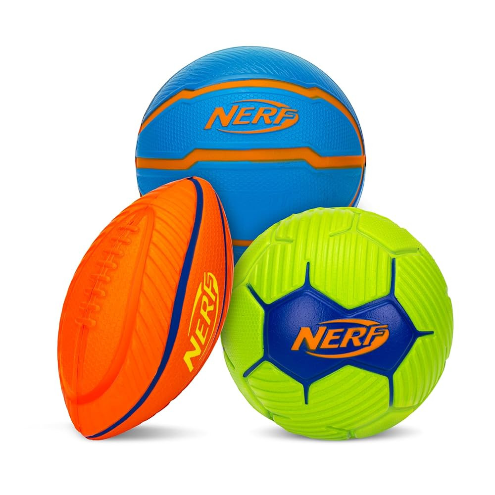 Nerf Micro Foam Sports Ball Set - Kids Foam Micro Football, Soccer Ball + Basketball Set Soft Str... | Amazon (US)