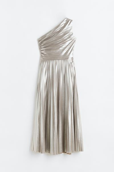 Vestido plisado metalizado | H&M (FR, IT, ES, PT, BE)