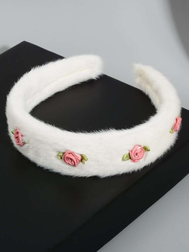 Rose Decor Fuzzy Headband | SHEIN