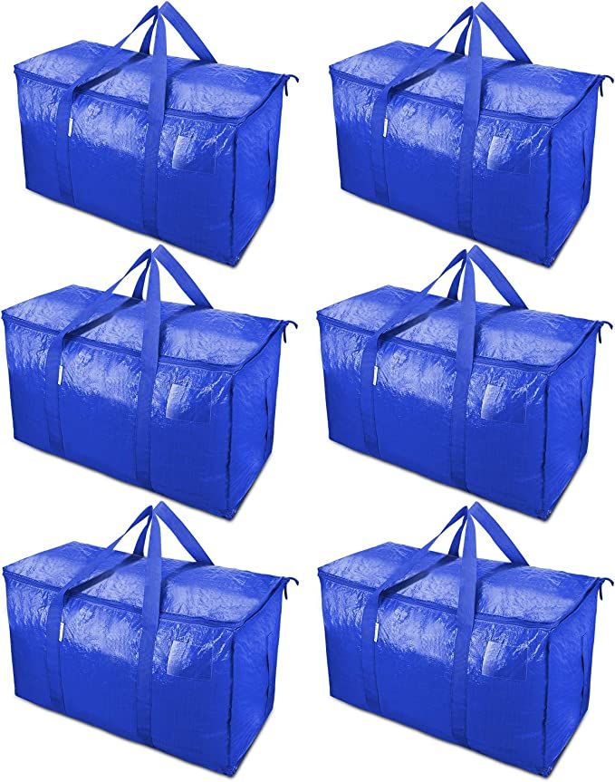 TICONN 6 Pack Extra Large Moving Bags with Zippers & Carrying Handles, Heavy-Duty Storage Tote fo... | Amazon (US)