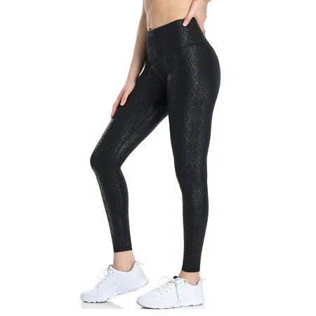 Women s Faux Leather Leggings Leopard Print Tummy Control Athletic Workout Yoga Pants | Walmart (US)