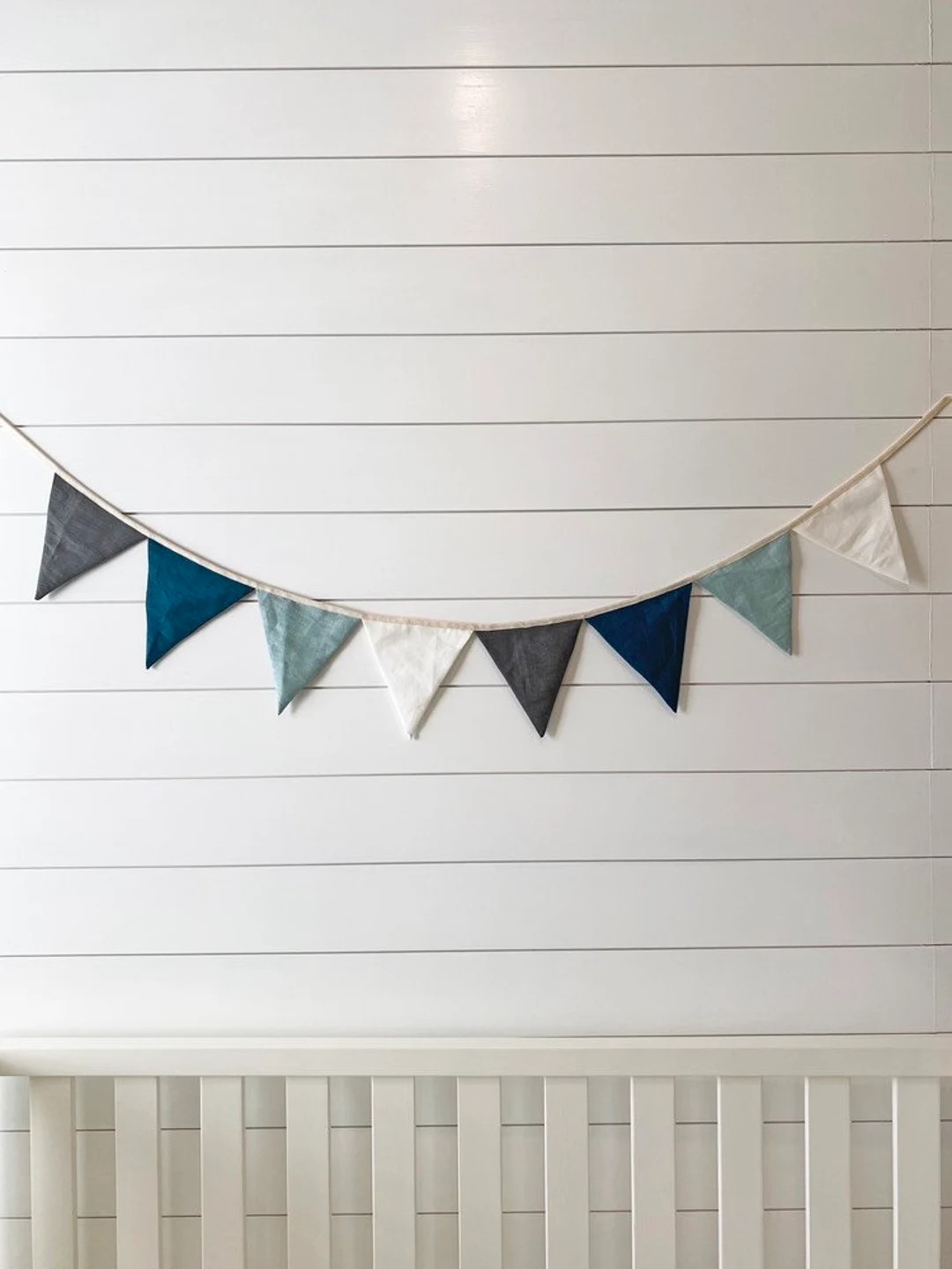Linen Bunting Banner for Neutral Boy Nursery Decor - Party Garland | Handmade Wall Hanging Fabric... | Etsy (US)
