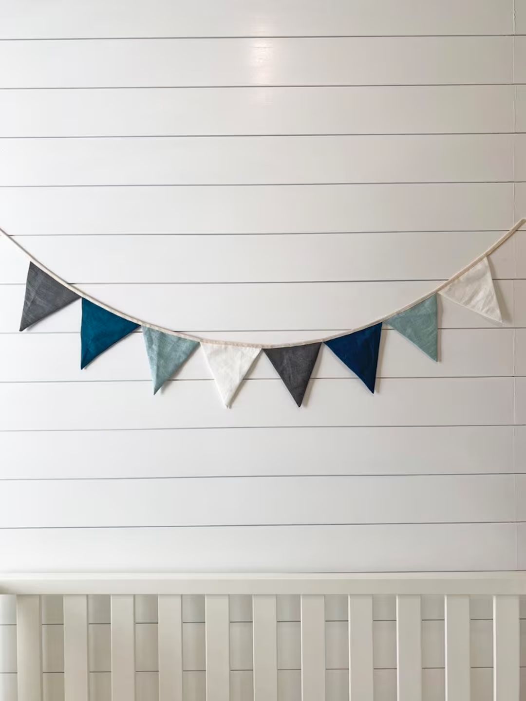 Linen Bunting Banner for Neutral Boy Nursery Decor - Party Garland | Handmade Wall Hanging Fabric... | Etsy (US)