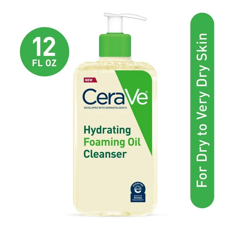 CeraVe Hydrating Foaming Oil Facial Cleanser with Hyaluronic Acid for Dry Skin, 12 fl oz | Walmart (US)