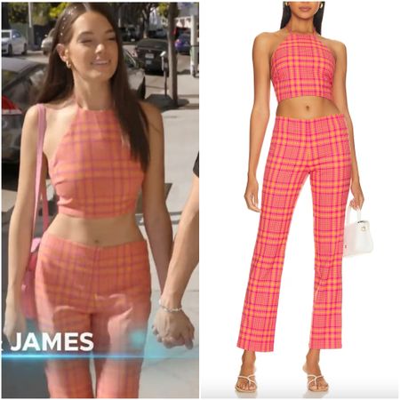Ally Lewber’s Pink and Orange Plaid Crop Top and Pants Set
