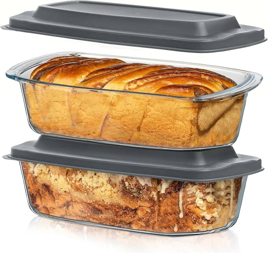 Razab LARGE 7.6 Cups/1800 ML/1.9 Qt Glass Loaf Pan with Lids (Set of 2) - Meatloaf Pan BPA free A... | Amazon (US)