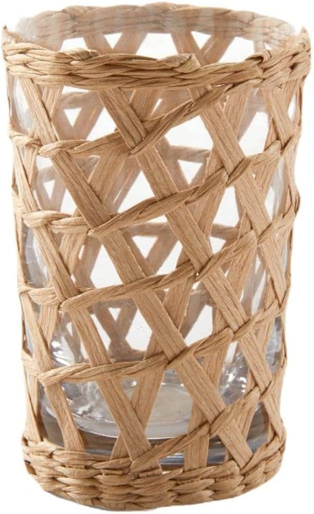 Tableau 4 Pack Rattan Glass Holder Set - Wicker Decor with 4 Dishwasher Safe Drinking Glasses, Ru... | Amazon (US)