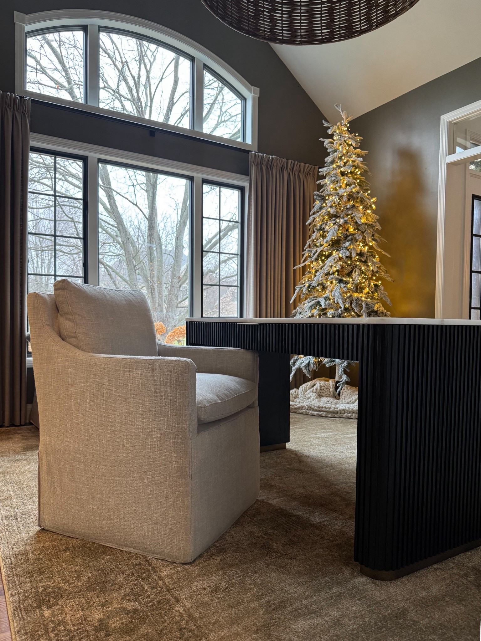 My desk chair (also a dining chair) on coasters and favsoite new rug are both a Amazon Black Friday deal! Our downswept flocked tree has been
A follower favs since I shared
It last year! I love keeping it ornament free because it truly looks like a real snowy tree! Our curtains are the Burlywood birch color & the walls are
SW adaptive shade 😊

#LTKSaleAlert #LTKHome #LTKHoliday