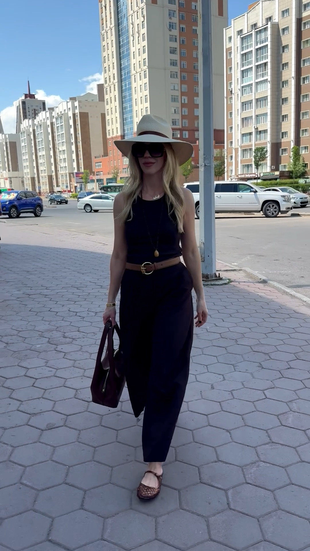 Summer 2025, dark brown linen pants, @Janessa Leone straw hat, jelly shoes, Le Tanneur handbag

#LTKTravel #LTKSaleAlert #LTKOver40