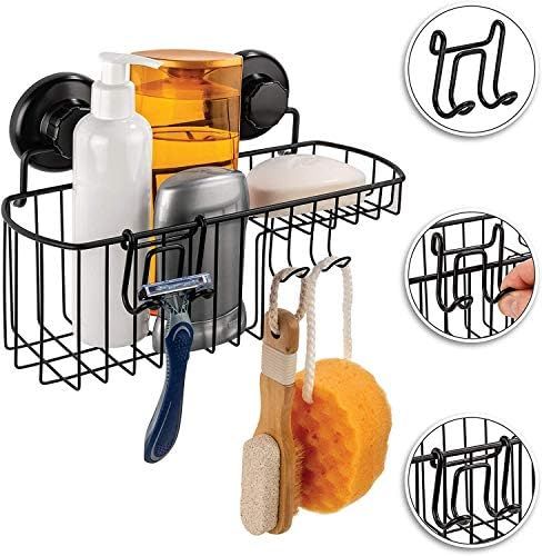 HASKO accessories Shower Caddy Suction Cup - Wall Mounted Bathroom Shelf with Hooks - Suction Shower | Amazon (US)