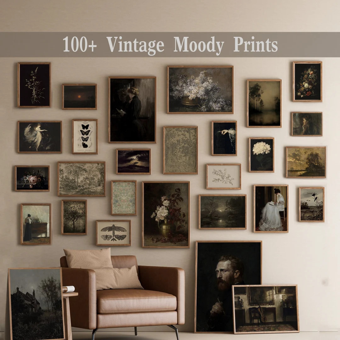 Vintage Moody Prints | Dark Academia Decor | Rustic Dark Gallery Wall Set | Moody French Country ... | Etsy (US)