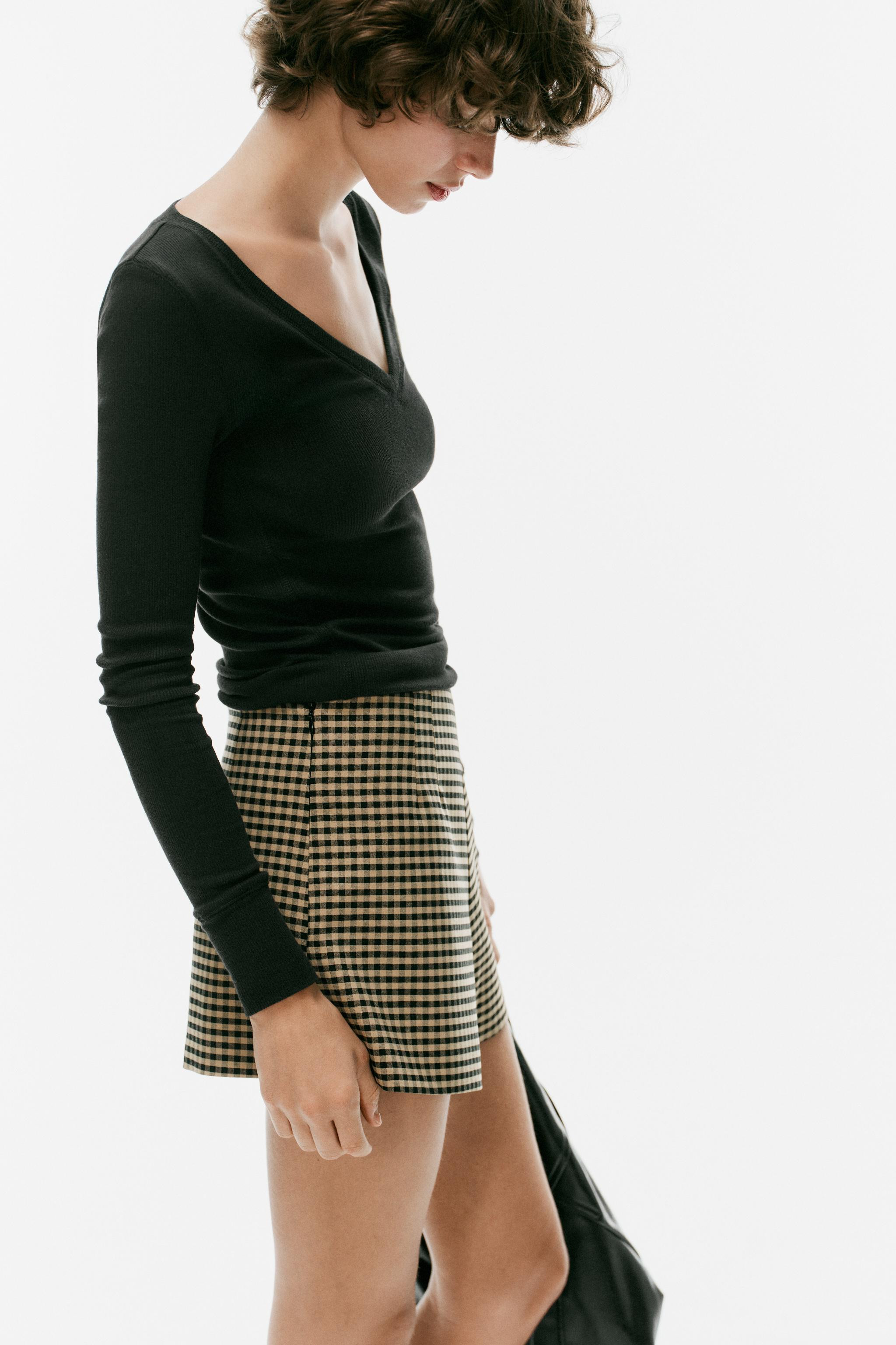 HIGH-RISE PLAID SHORTS | Zara US